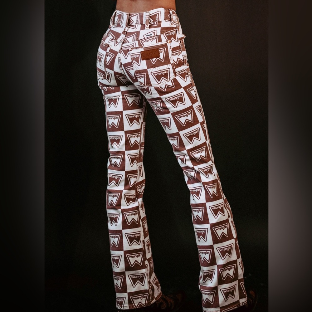 New Wrangler Logo - Westward 626 Brown and White Pants
